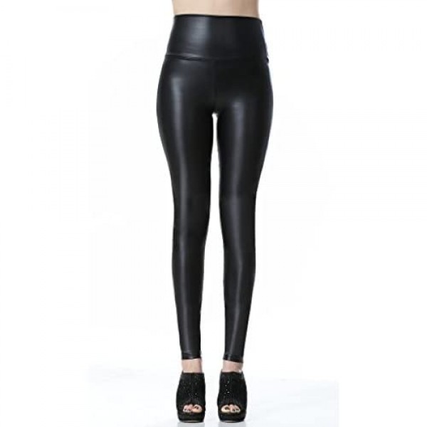 Everbellus Sexy Womens Faux Leather High Waisted Leggings