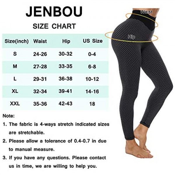 Jenbou High Waist Yoga Pants Ruched Butt Lifting Workout Leggings for Women Stretchy Tummy Control Booty Tights