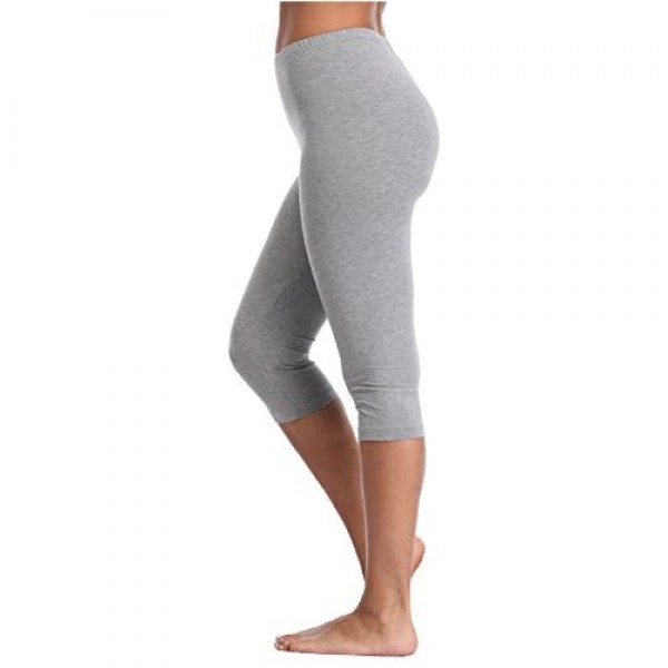 Kotii Women's Lightweight Soft Capri Leggings Crop Leggings 3/4 Stretch Yoga Pants