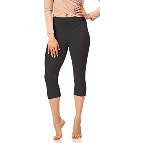 LMB Capri Leggings for Women with High Wast and Tummy Control - Cropped Summer Pants in Many Colors - XS to 3XL