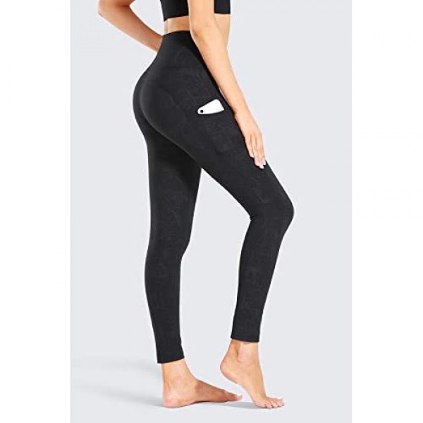 PHISOCKAT High Waisted Pattern Leggings with Pockets Tummy Control 4 Way Stretch Women Yoga Pants