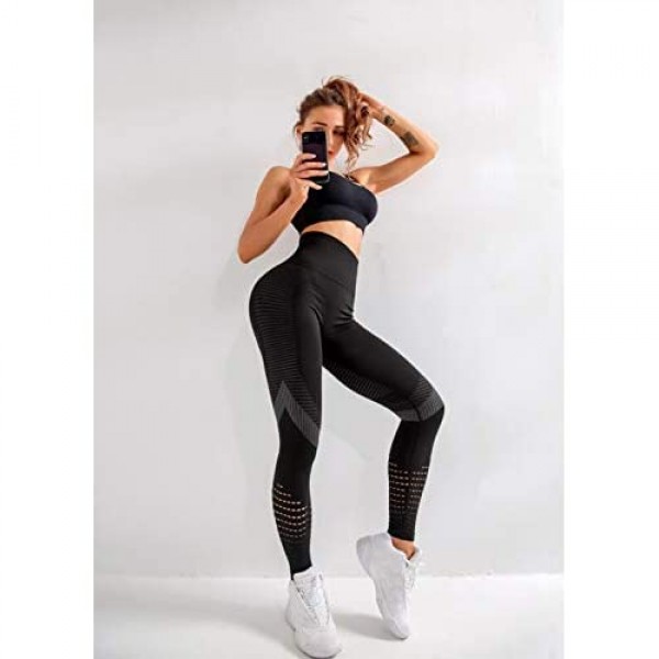 Redqenting High Waisted Leggings for Women Workout Seamless Leggings Yoga Pants Sweat Proof Tummy Control Tights