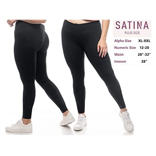 SATINA High Waisted Leggings - 25 Colors - Super Soft Full Length Opaque Slim