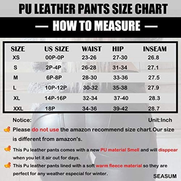 SEASUM Women's Faux Leather Leggings Pants PU Elastic Shaping Hip Push Up Black Sexy Stretchy High Waisted Tights