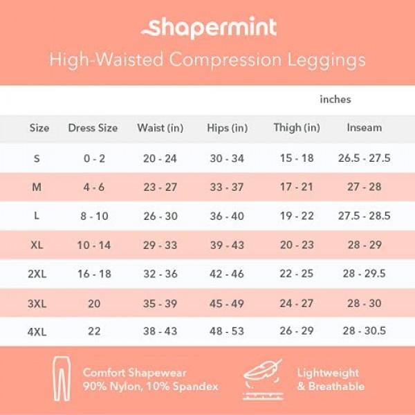 Shapermint High Waisted Medium Compression Leggings - Shapewear for Women