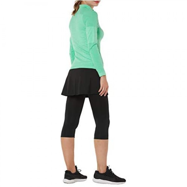 slimour Women Capri Leggings with Skirt Attached Capri Pants Skirted Leggings Workout Skapri