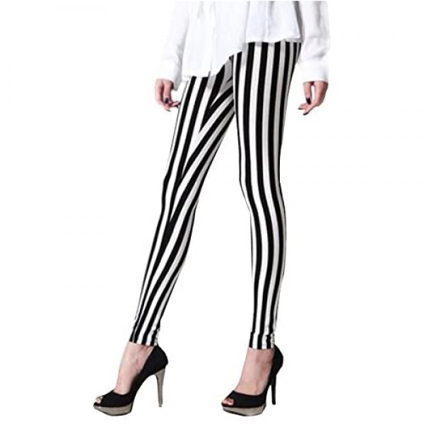 Verabella Women's Black White Striped Ankle Length Stretchy Legging Pants