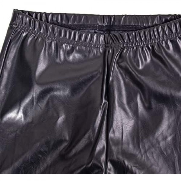 VWIWV Women's Faux Leather Legging Punk Solid Color Pu High Waist Hem Split Pants