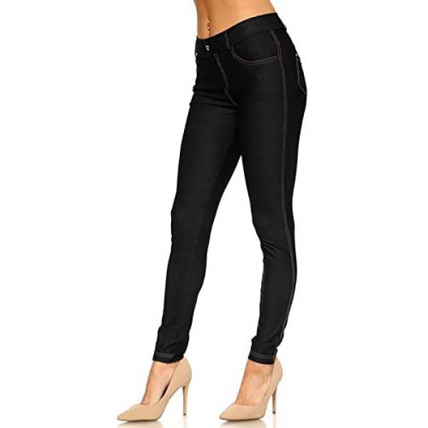 YELETE Women's Basic Five Pocket Stretch Jegging Tights Pants