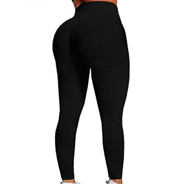 Yidarton Women's High Waist Yoga Pants Workout Tummy Control Leggings Butt Lift Textured Tights