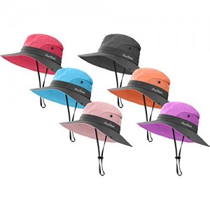 6 Pieces Womens Ponytail Wide Brim Sun Hat Packable UV Protection Beach Cap for Fishing & Hiking