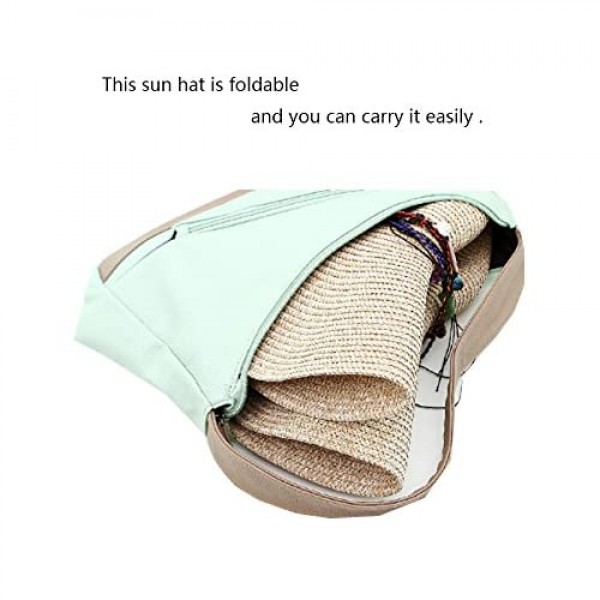 Adrinfly Women Floppy Sun Hat Travel Packable Wide Brim Adjustable Beach Straw Accessories Hat UPF 50+