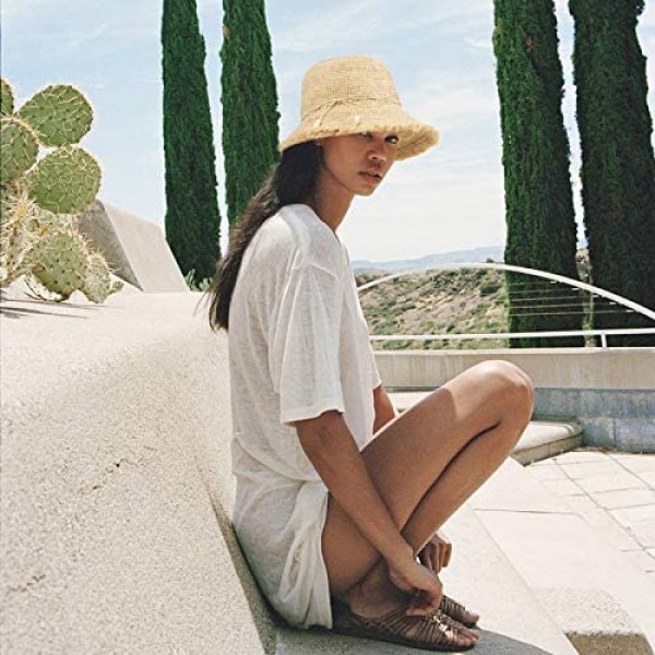 Crochet Raffia Bucket Hat - Summer Straw Beach Hat Fringed Sun Hats for Women Men