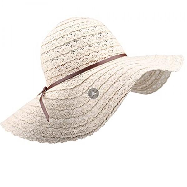 FURTALK Summer Beach Sun Hats for Women UPF Woman Foldable Floppy Travel Packable UV Hat Cotton Wide Brim Hat