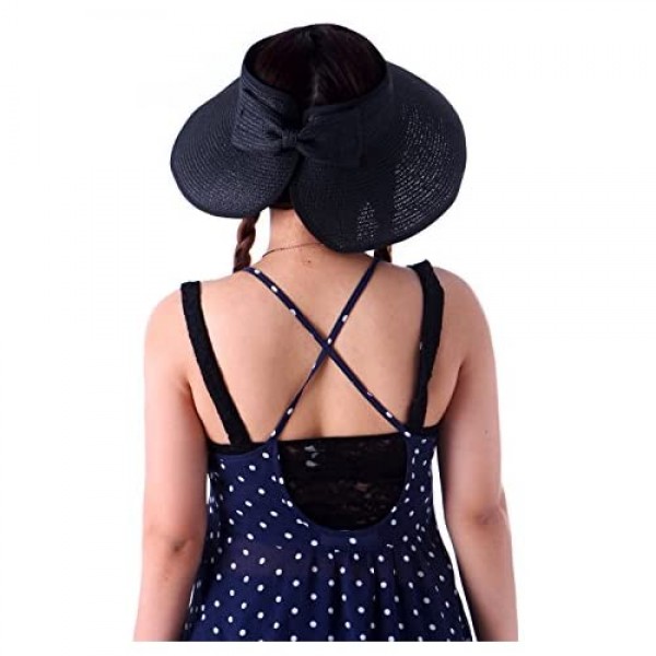 HDE Sun Visors for Women Roll Up Hat Beach Shade Sun Hats Packable Straw Cap