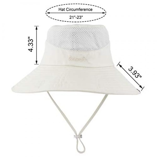 Mukeyo Womens Ponytail Sun Hat Summer Wide Brim Outdoor UV Protection Mesh Bucket Cap for Beach Fishing Gardening