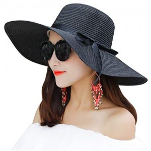 Muryobao Womens Wide Brim Straw Sun Hat Floppy Foldable Roll up Cap Beach Summer Hats UPF 50+