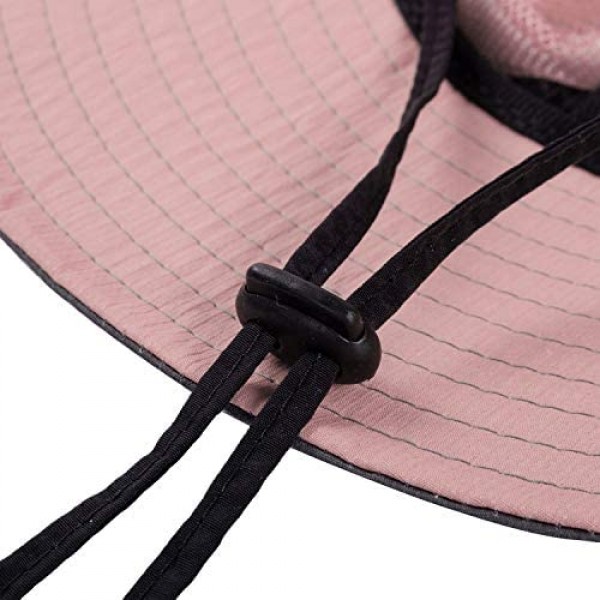 Ponytail Sun Bucket Hats for Women UV Protection Foldable Mesh Wide Brim Hiking Beach Fishing Summer Safari