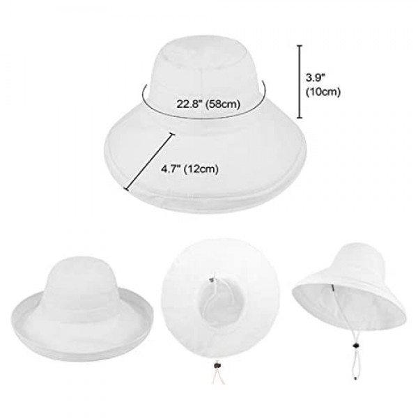 Simplicity Sun Hats for Women Summer Packable Sun Hat with Fold-Up Brim Packable Sun Hat Women White