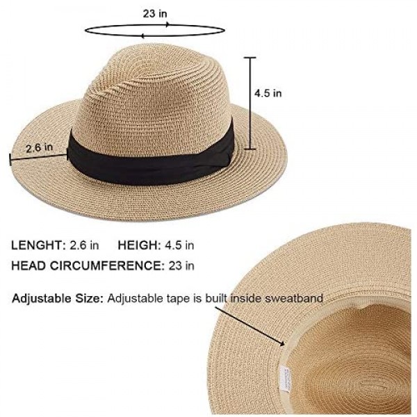 Sowift Beach Hats for Women Summer Straw Hats Wide Brim Panama Hats with UV UPF 50+ Protection for Girls and Ladies