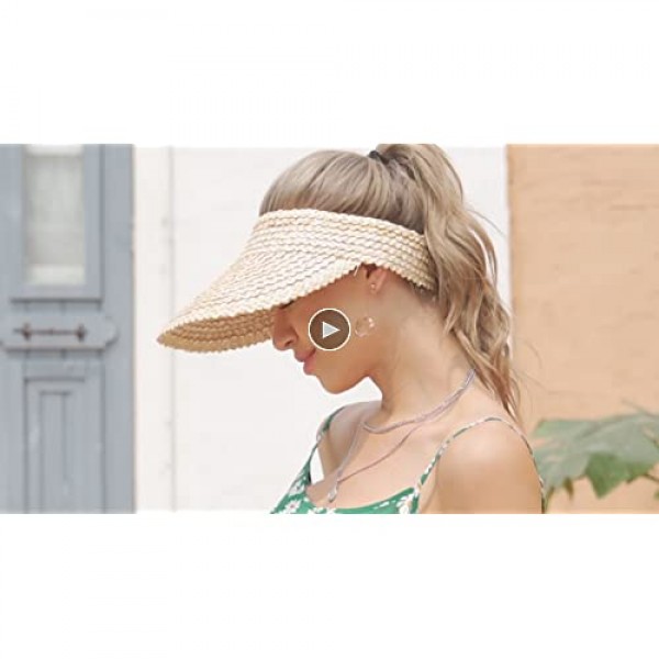 Sun Hats for Women Straw Hats for Women Beach Hats for Women Straw Visors for Women Made of Wheat Straw