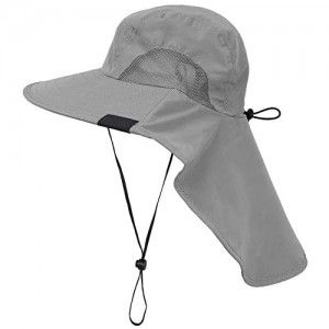 Tirrinia Wide Brim Sun Hat with Neck Flap  UPF 50+ Hiking Safari Fishing Caps for Men and Women