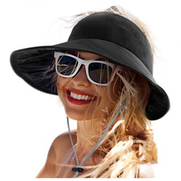 UPF 50+ Sun Hats for Women Wide Brim Roll-up Hat Lightweight Summer Beach Sun Visor