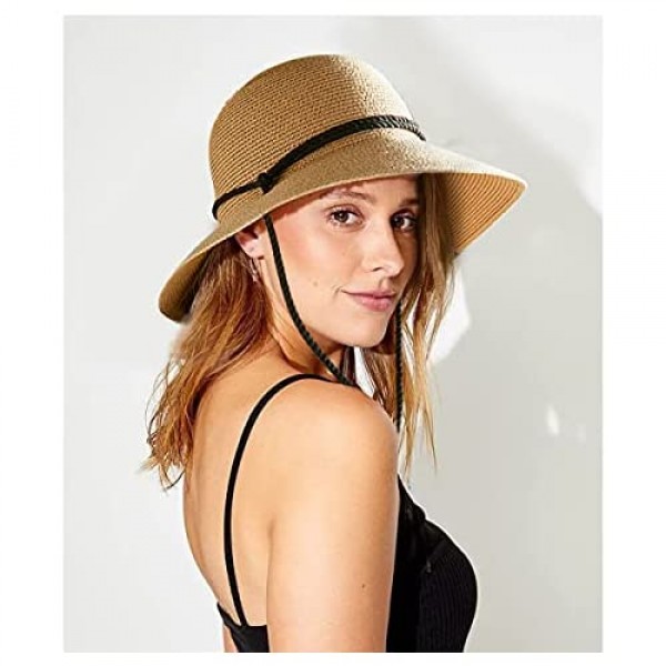 Wide Brim Straw Sun Hat for Women Fashion Summer Beach Sun Hats with Drawsting