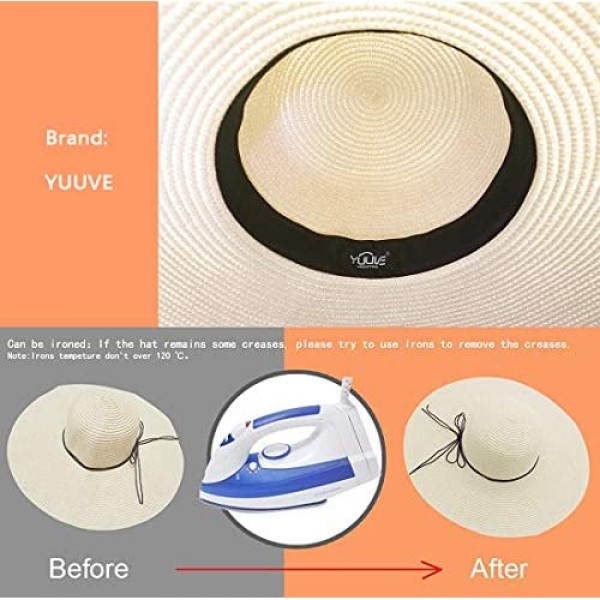 Womens Floppy Straw Hat Wide Brim Foldable Beach Cap Sun Hat for Women UPF 50+