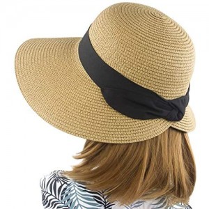 Women's Sun Hat Wide Brim Foldable Straw Hats Summer Travel Beach Cap