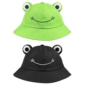 2 Pieces Adult Frog Bucket Hat Summer Bucket Sun Hat for Adults Teens Wide Brim Fisherman Hat