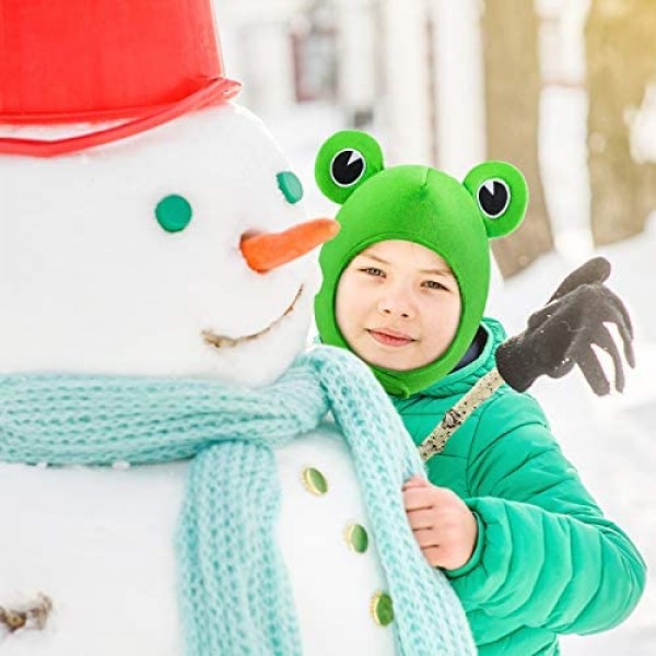 2 Pieces Frog Hat for Kids Adults Frog Scarf Cap Cute Plush Frog Hat Cartoon Frog Photo Props for Winter Skiing Novelty Costume Party Cosplay Animal Themed Party Green