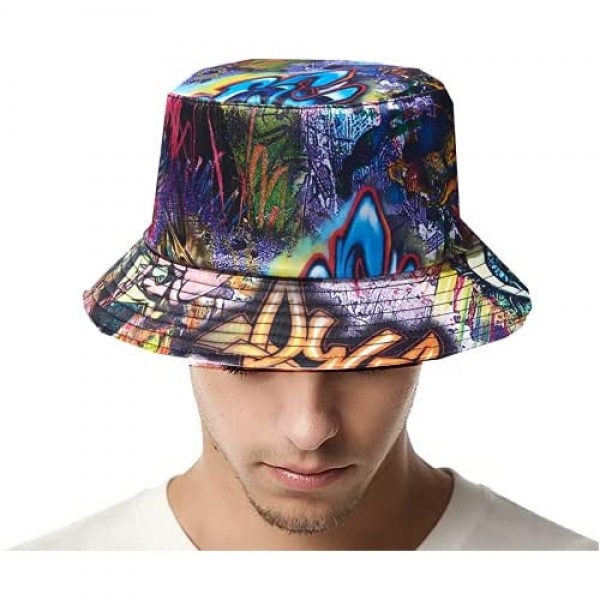 Artfuy Bucket Hats for Women Teens Summer Travel Reversible Foldable Bucket Hat Beach Sun Hats