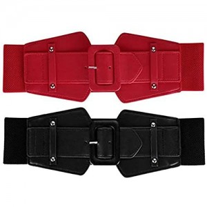 Ayliss Women Wide Elastic Waist Belt Vintage PU Leather Corset Cinch Belt