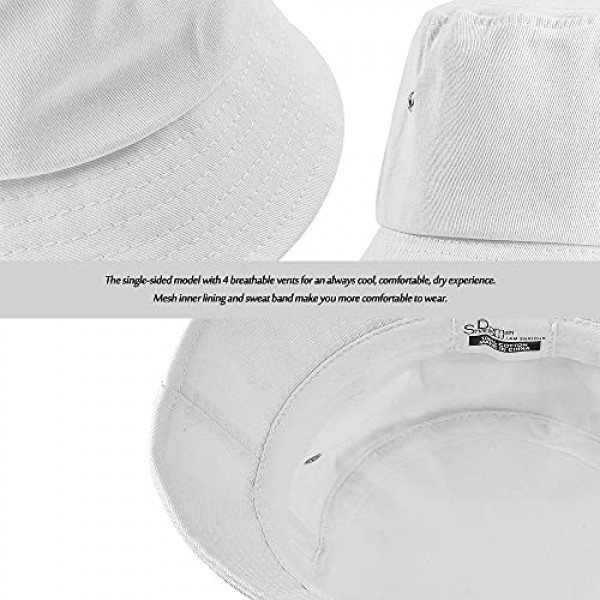 Beach Sun Bucket Hat Comfortable Stylish 100% Cotton Unisex for Men & Women. 2 Styles Choose Vents or 2-Sided