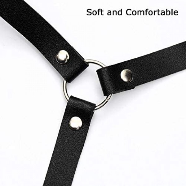 Bodiy Punk Waist Harness Belt Fashion Black Adjustable Waist Belt Strappy Body Accessories Jewelry for Women and Girls