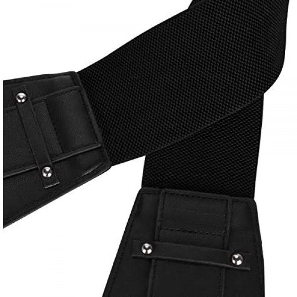 CHIC DIARY Women's Wide Stretchy Cinch Belt Retro Chunky Buckle Belts Waistband