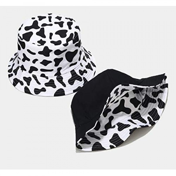 Cow Bucket Hat Reversible Sun-Hat - Animal Pattern Hats Summer Cap