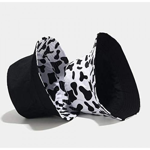 Cow Bucket Hat Reversible Sun-Hat - Animal Pattern Hats Summer Cap