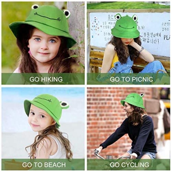 Frog Hat Bucket Hats for Women Cute Froggy Fisherman Hat Wide Brim Beach Sun Hat for Adult/Teen Girl