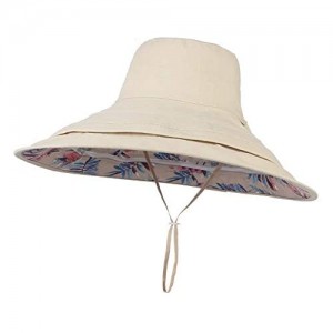 GEMVIE Womens Reversible Bucket Sun Hat Floppy Removable Brim Beach Sun Hat Travel Outdoor Packable Fisherman Hat UPF 50+