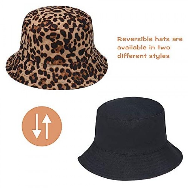 Glamorstar Bucket Hat for Women Cute Cotton Packable Cap for Travel Fishing Double-Side Wear