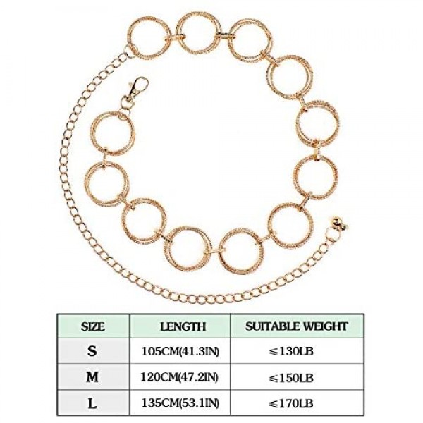 Glamorstar O-Ring Chain Belts for Women Waist Band Belt for Dress Link Chain Gift