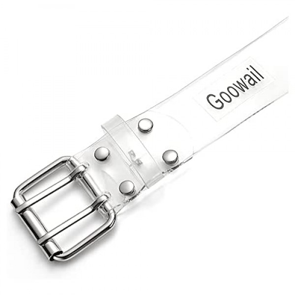 Goowail Two Row Grommets Belts for Women Double Pin Buckle PVC Material Strap
