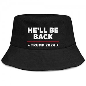 He'll Be Back Trump 2024 Bucket Hat Summer Hats Fisherman Cap Unisex Beach Sun Hat Travel Cap Cotton Hat - UV