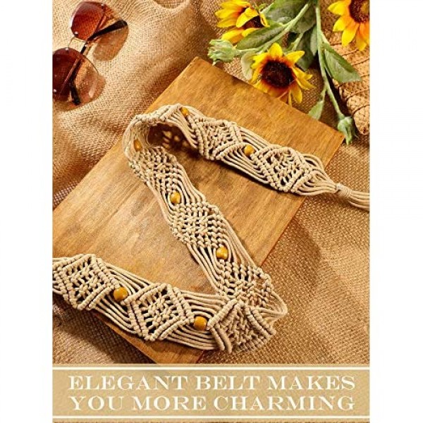 Hercicy Women Bohemian Style Belt Braid Waist Belt for Dresses Khaki Woven Belt
