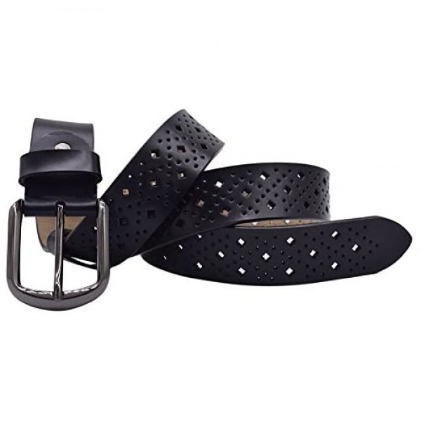 Hollow Leather Belts for Women Vonsely Soft Leather Womens Belts with Pin Buckle