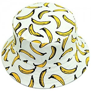 Hustar Unisex Fruit Printed Dual Use Bucket Hat Fisherman Hat Sun Visor Hat for Summer Beach Banana White