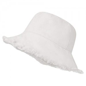 INOGIH Washed Cotton Denim Bucket Hat Women Summer Wide-Brim Beach Sunhat