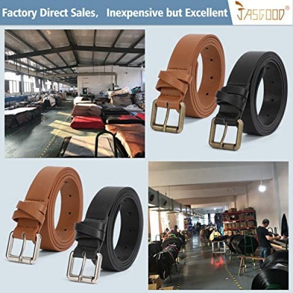 JASGOOD 2 Pack Women Leather Belt for Jeans Pants Fashion PU leather Belt with Alloy Buckle